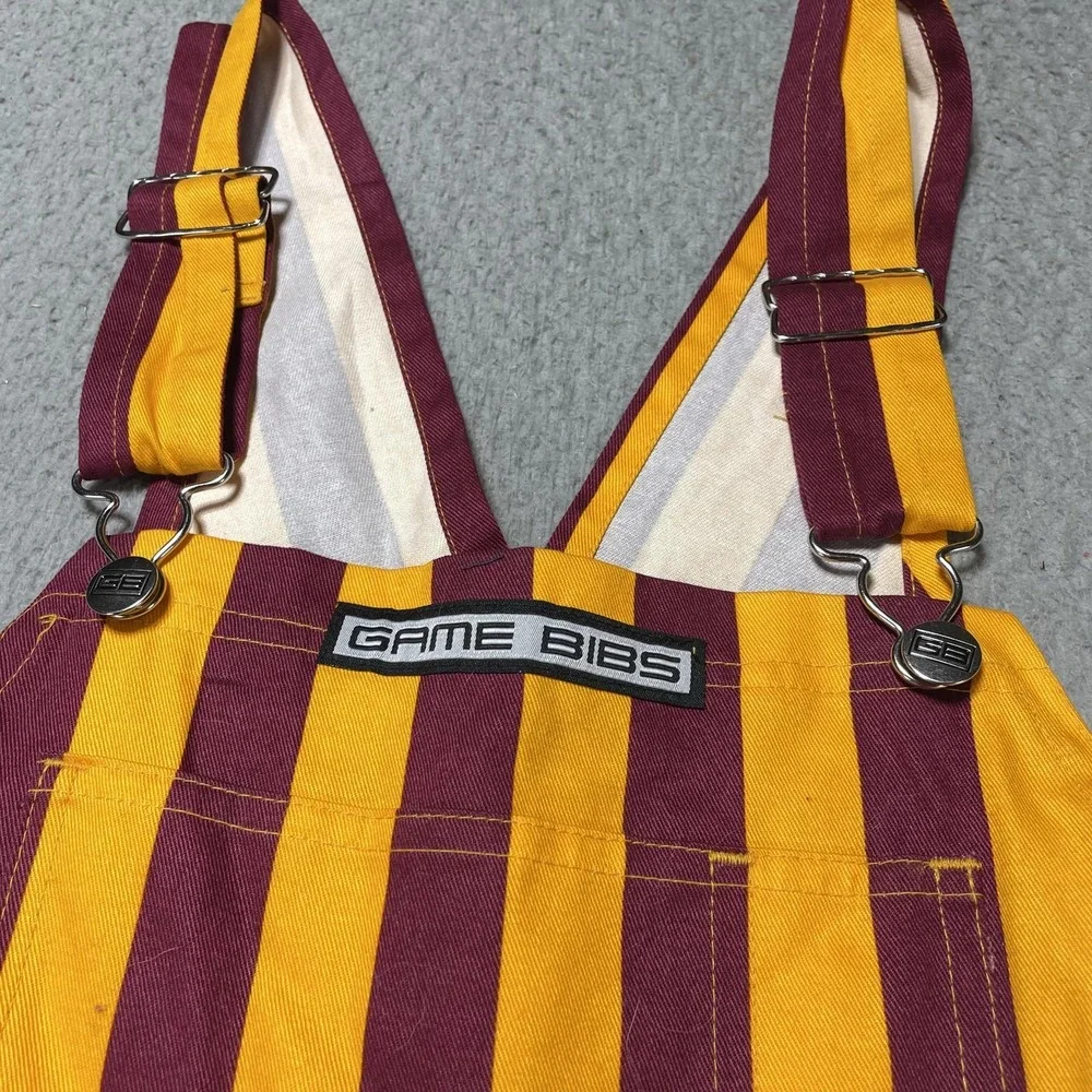 Game Bibs Pants Unisex Small Multicolor Striped Bib Overalls Game Day Sports Fan - Picture 4 of 7